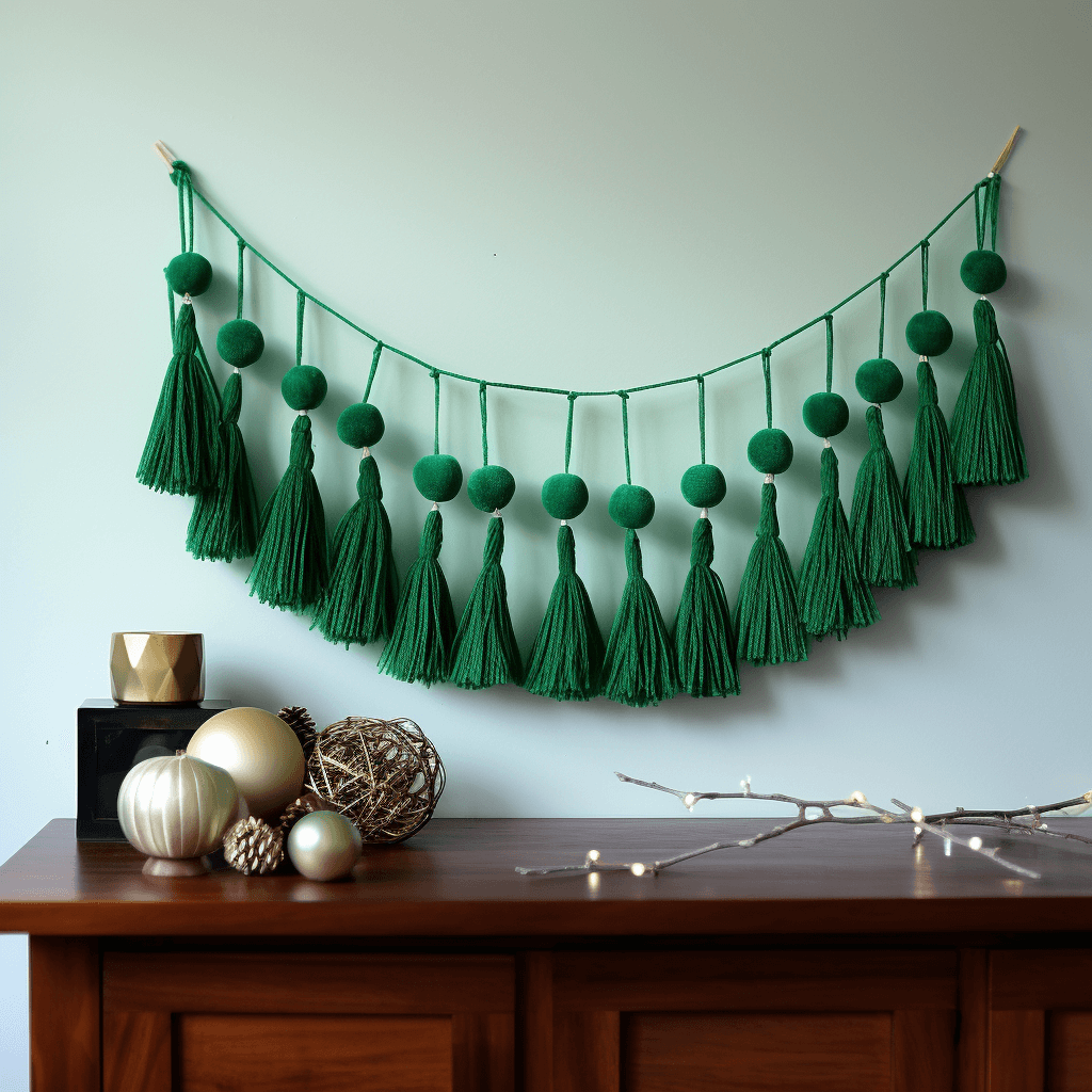 DIY Christmas Decorations Green Tassel Garland