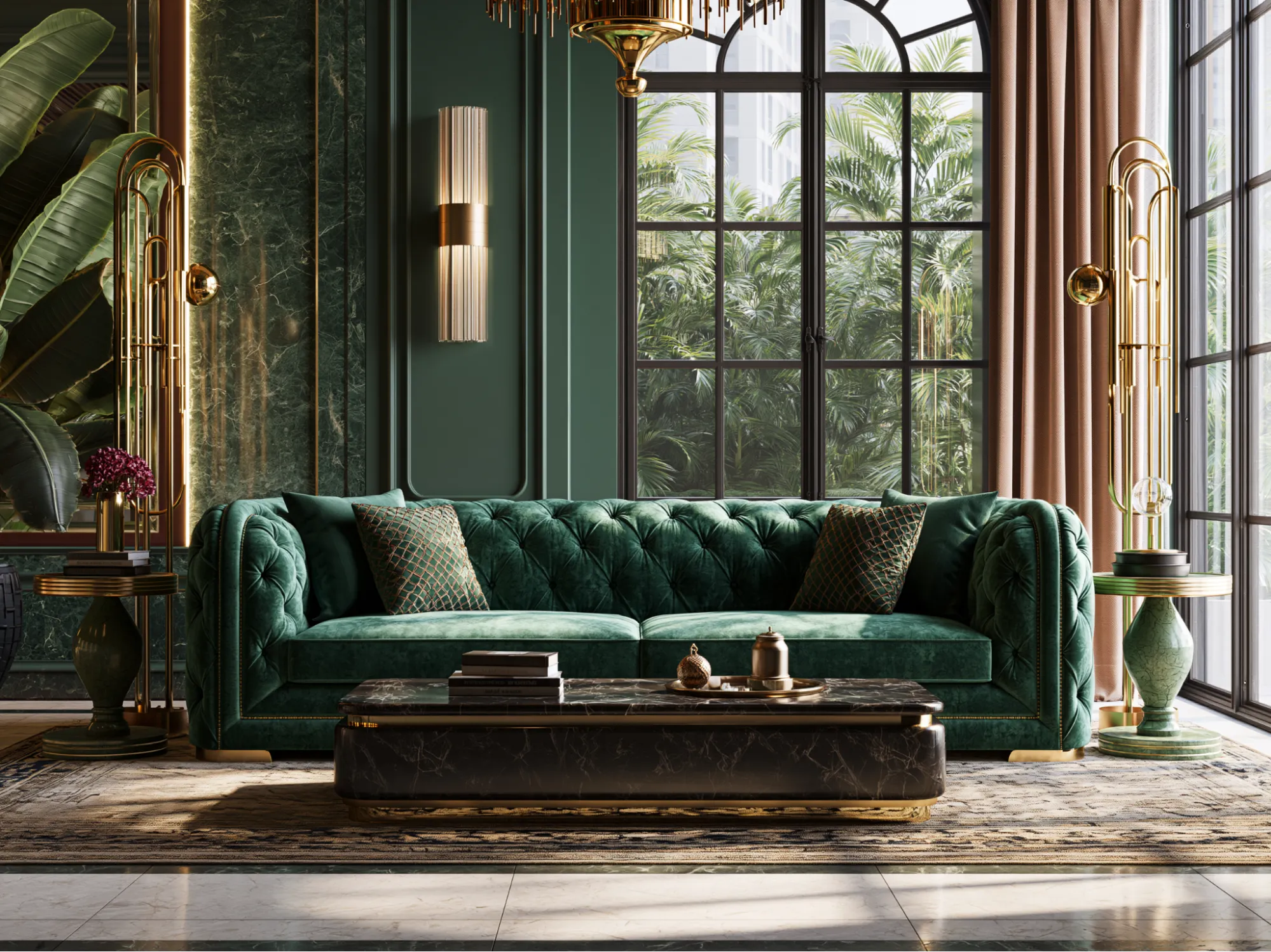 Emerald Green and Gold- Best Sofa Colour Combination