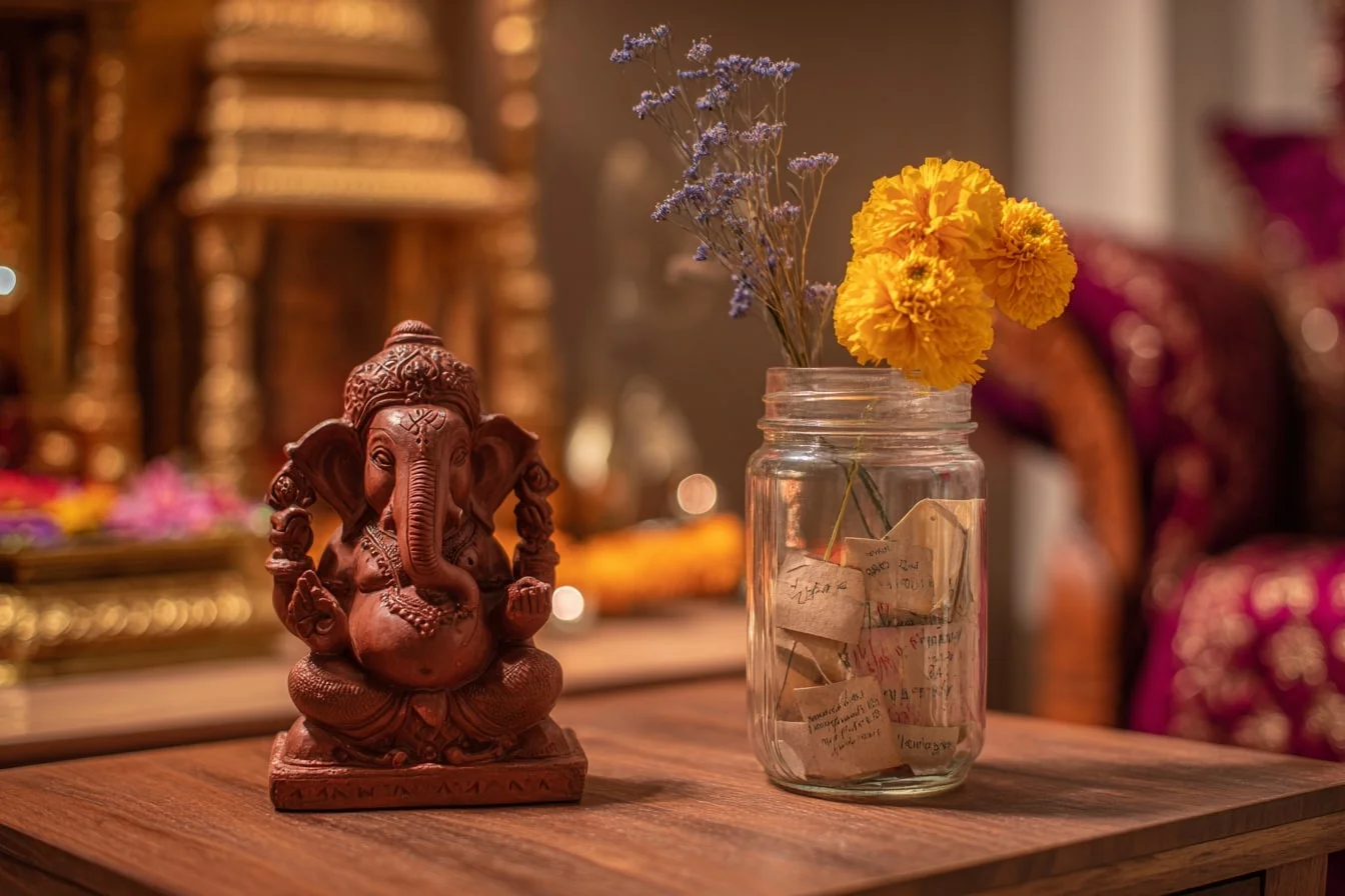 Ganesh Festival Decoration Ideas with Blessings Jar