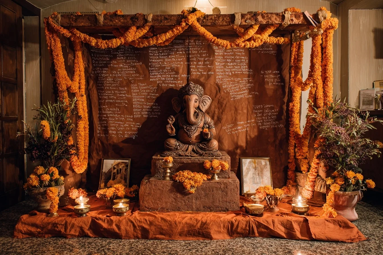 Ganesh Utsav Decoration Ideas with Memory and Blessings Board