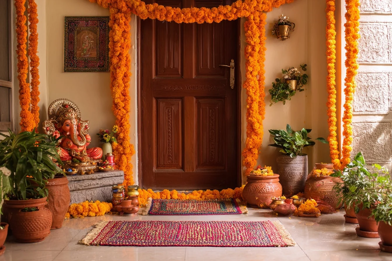 Ganpati Decoration Ideas at Home Entrance