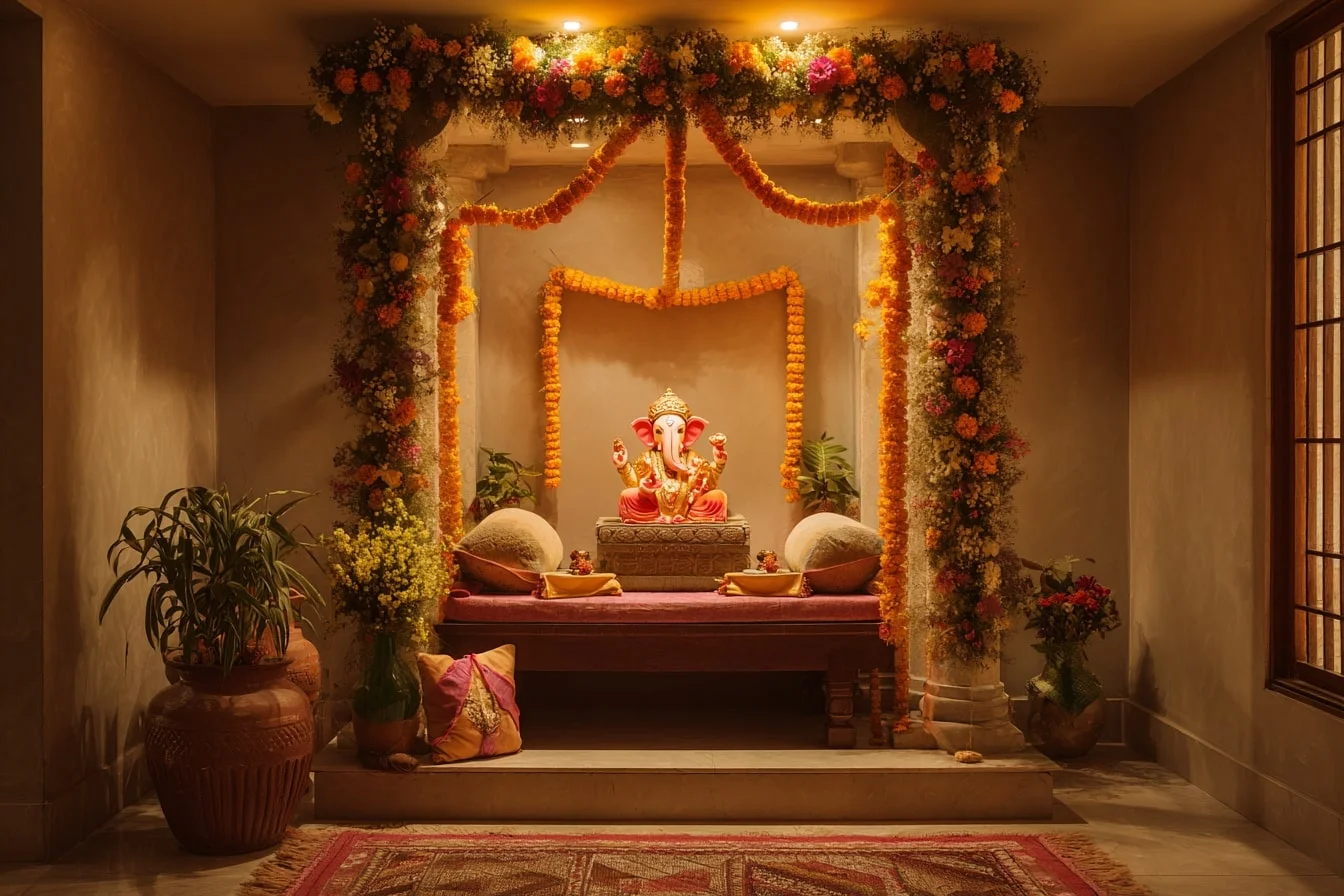 Ganpati Decoration Ideas with DIY Photo Booth and Props