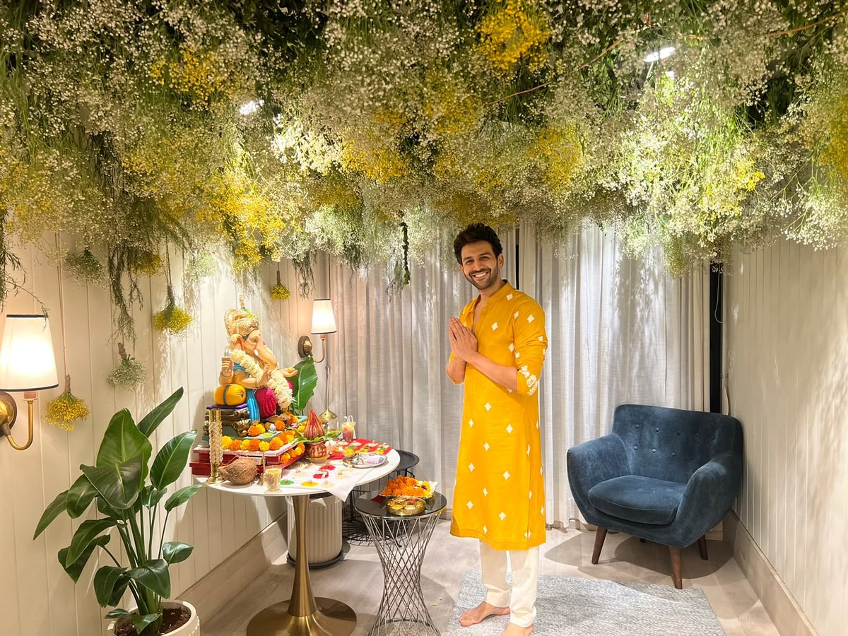 Ganpati Decoration at Kartik Aaryan Home