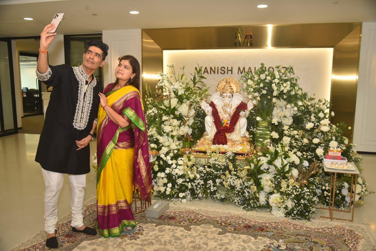 Ganpati Decoration at Manish Malhotra Office