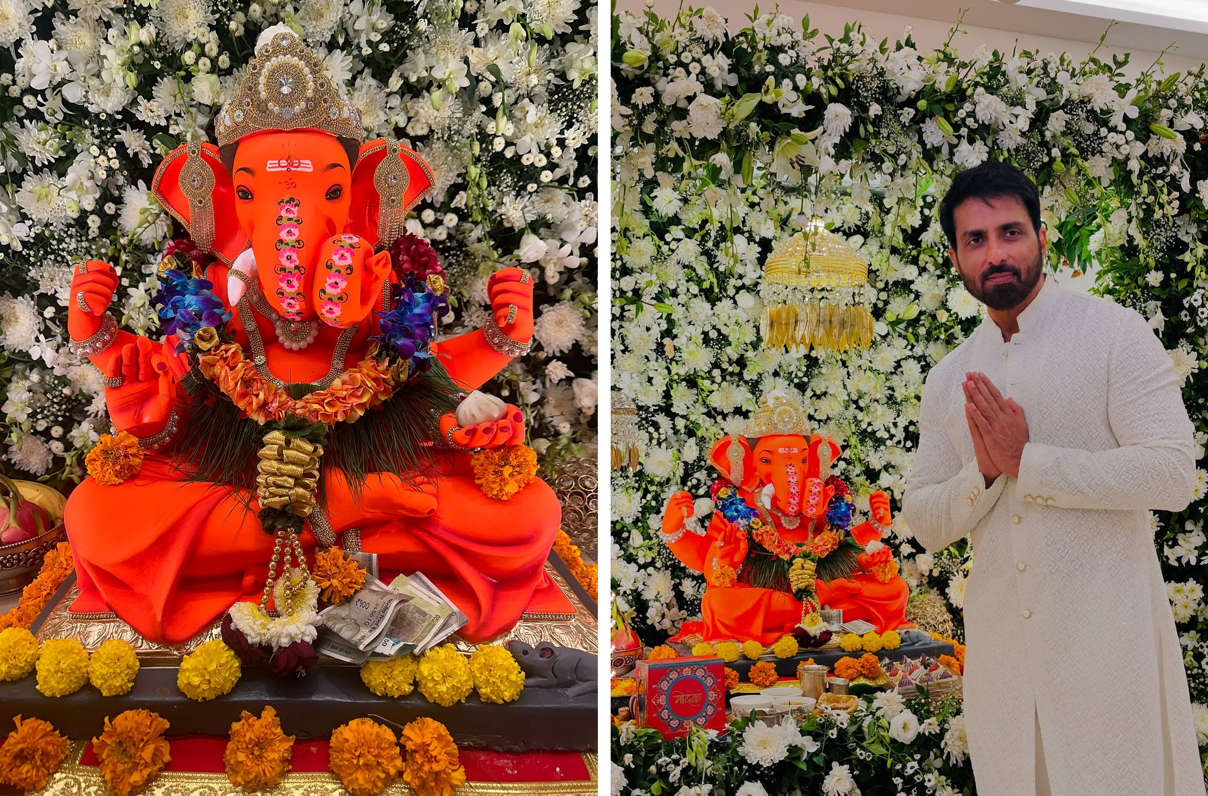 Ganpati Decoration at Sonu Sood Home