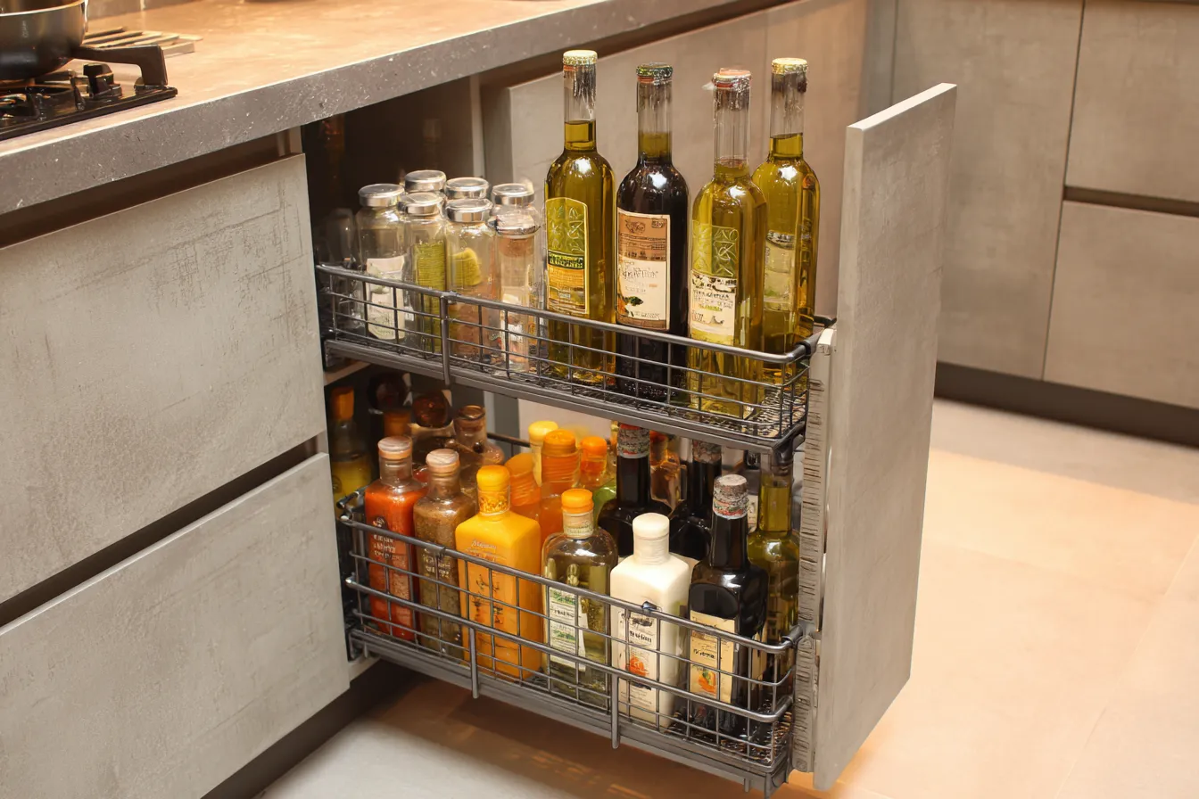 Kitchen Trolley Design Featuring Multi-Tier Bottle Racks