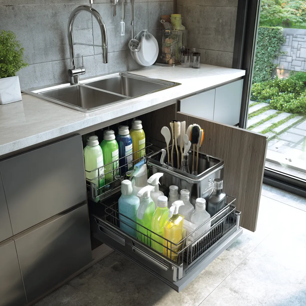 Kitchen Under-Sink Cleaning Trolley Design