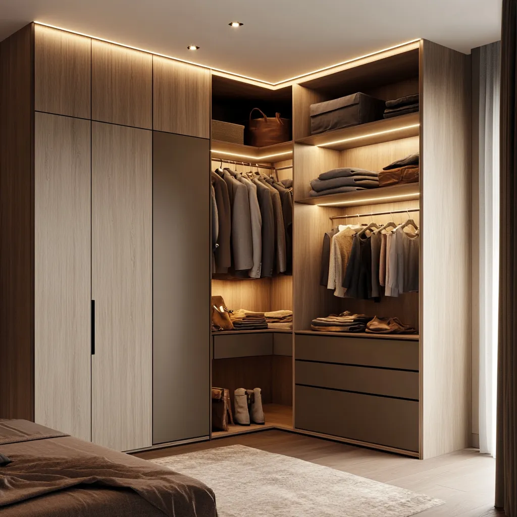 L-Shaped Corner Wardrobe Design
