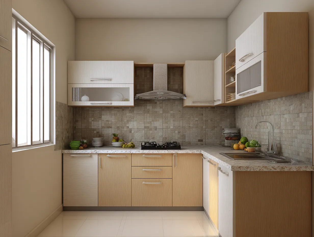 Low Cost Simple L-Shaped Kitchen Design