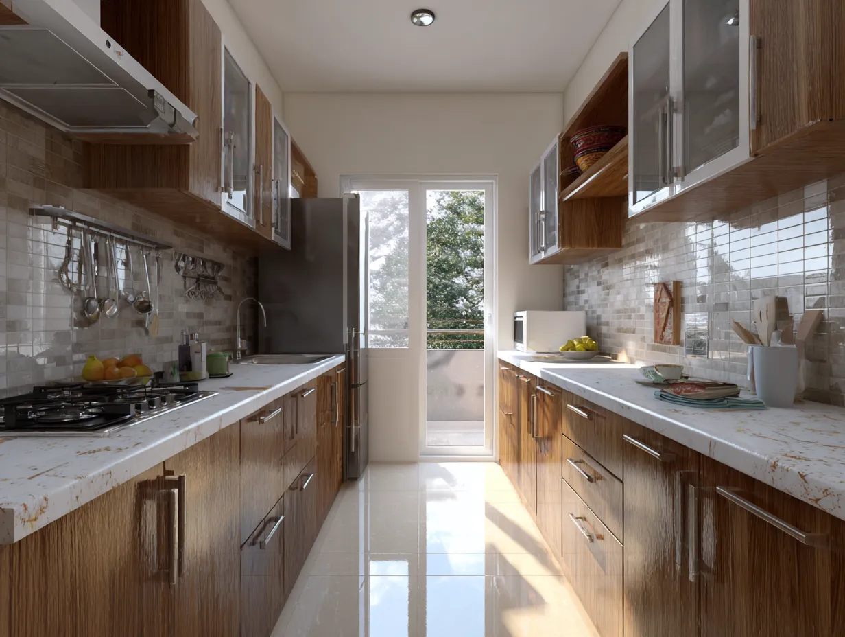Low Cost Simple Parallel Kitchen Design