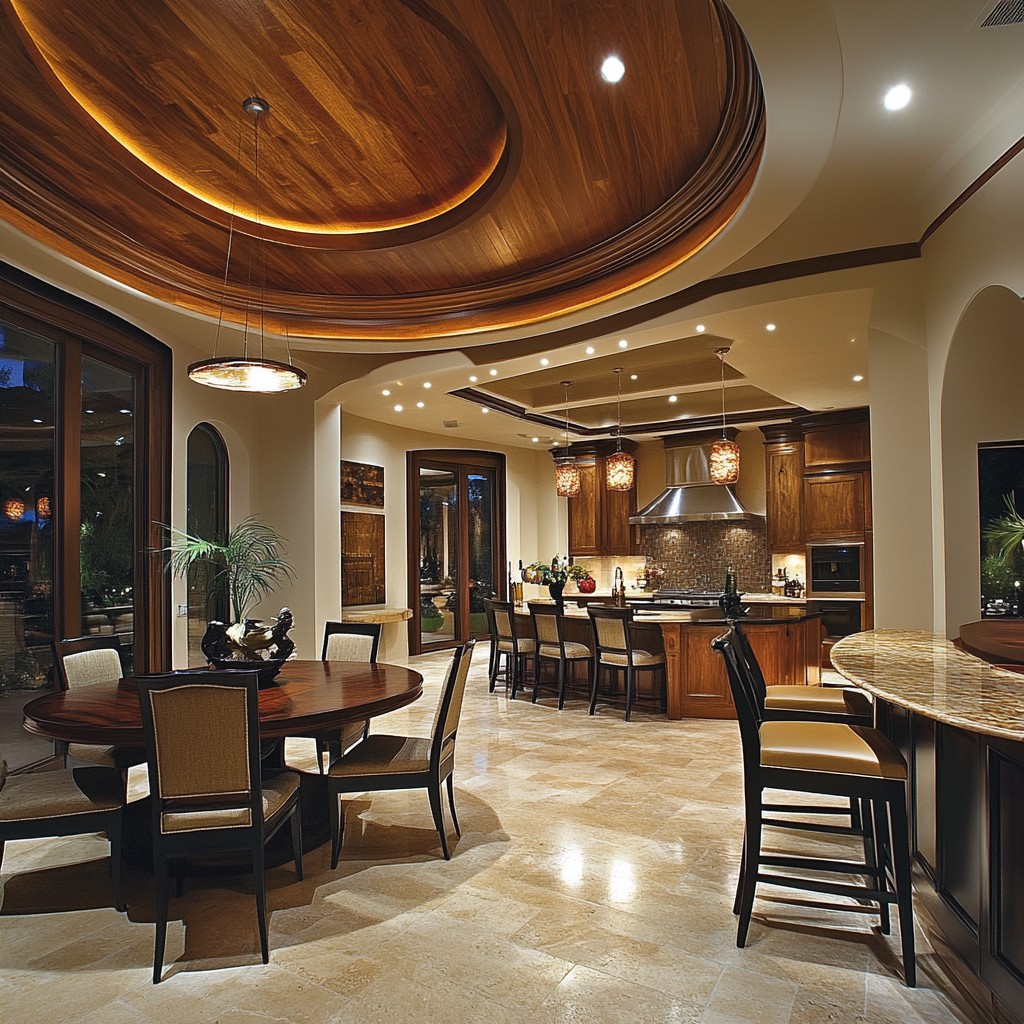 Luxurious Wooden Tray Ceiling Design