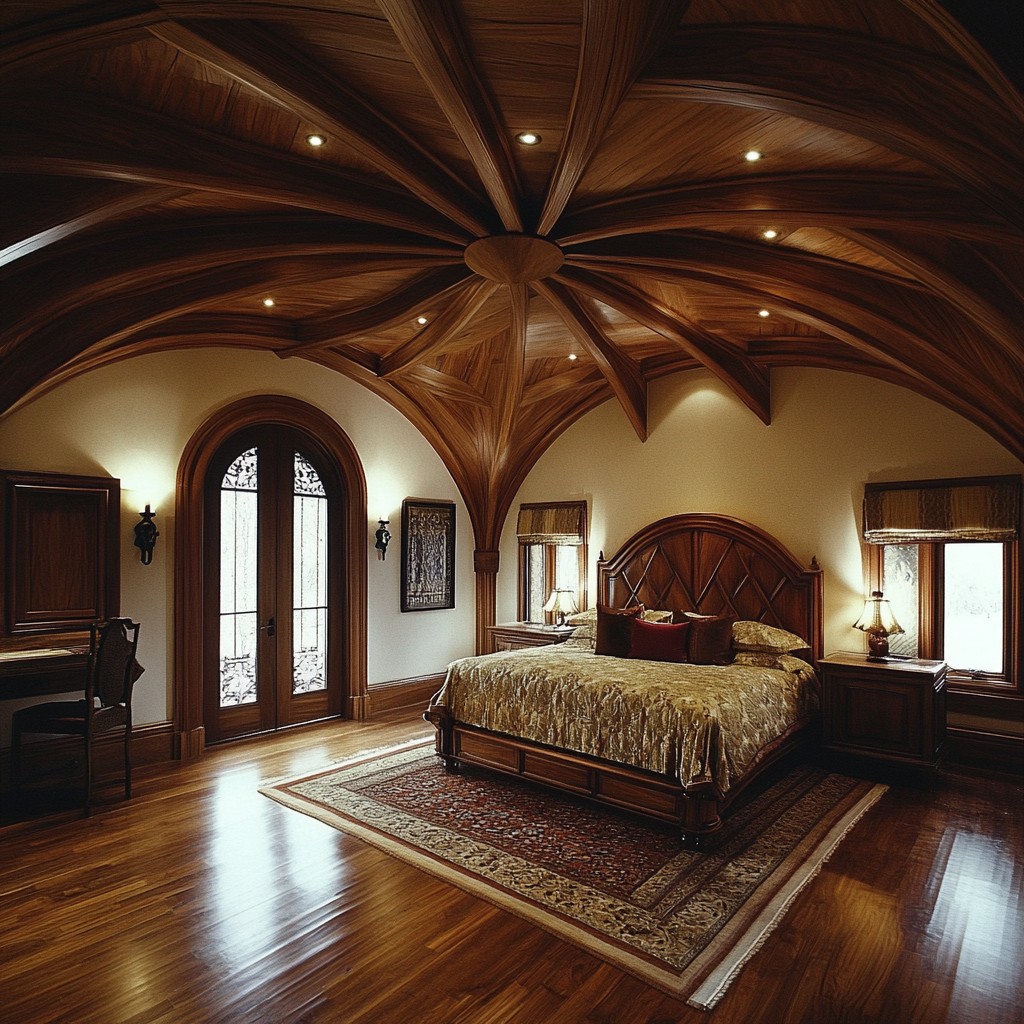 Majestic Vaulted Wood Ceiling Design Ideas for Bedroom