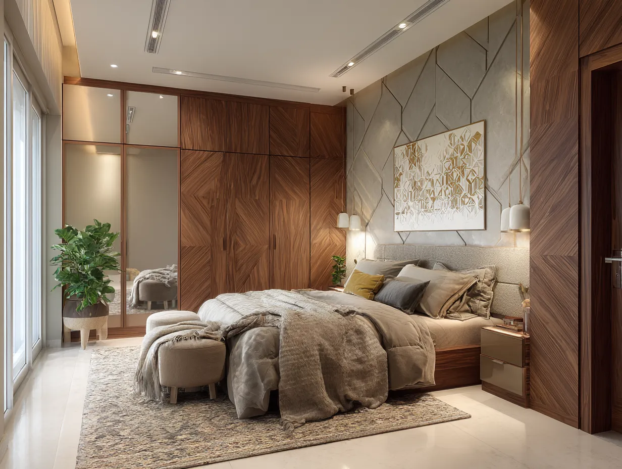 Matching Corner Wardrobe Design to Bedroom Theme