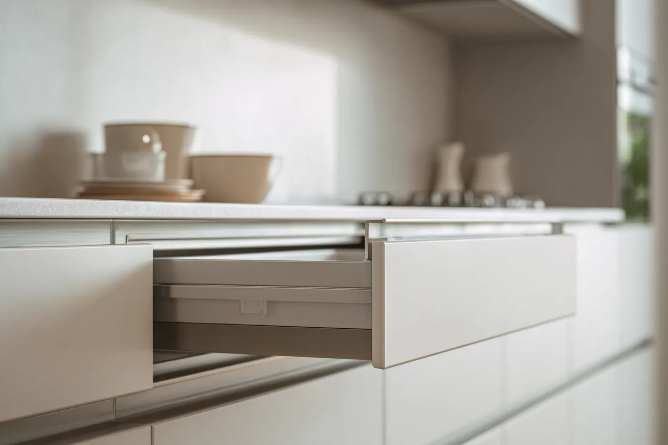 Minimalist Handle-less Kitchen Trolley Design