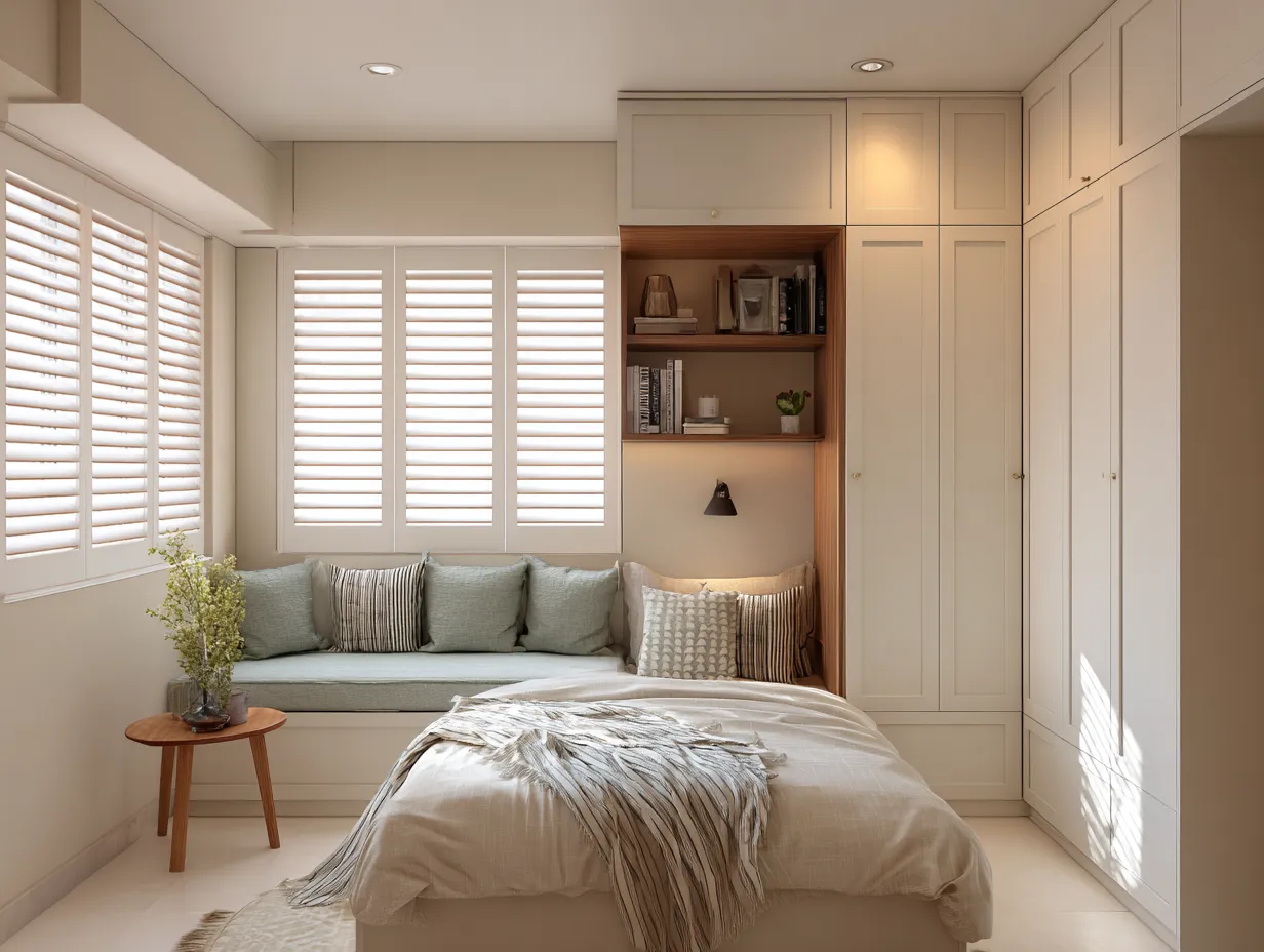 Modern Built-In Almirah Design for Small Bedroom