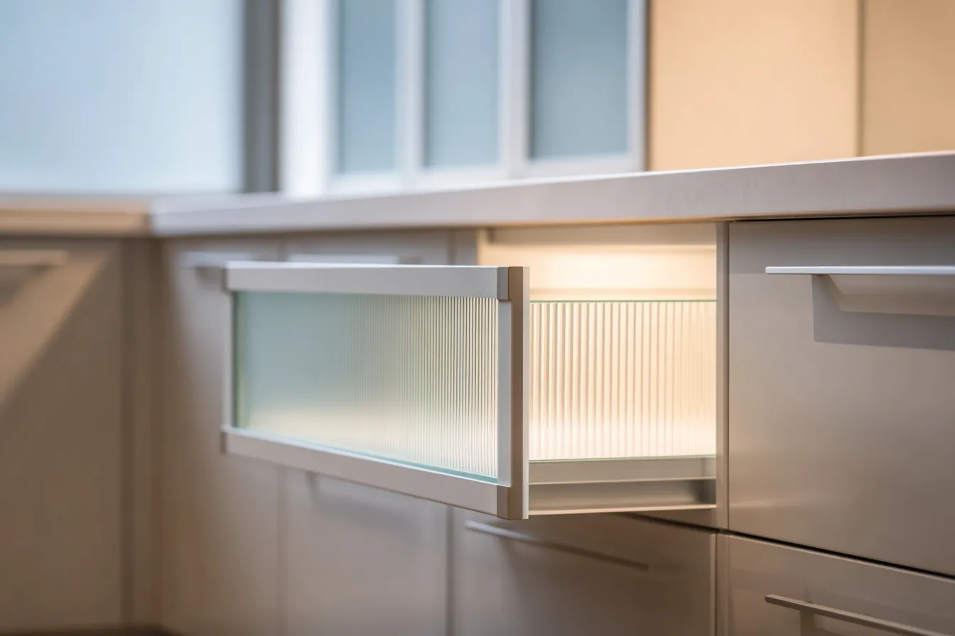 Modern Glass-Front Kitchen Trolley Design