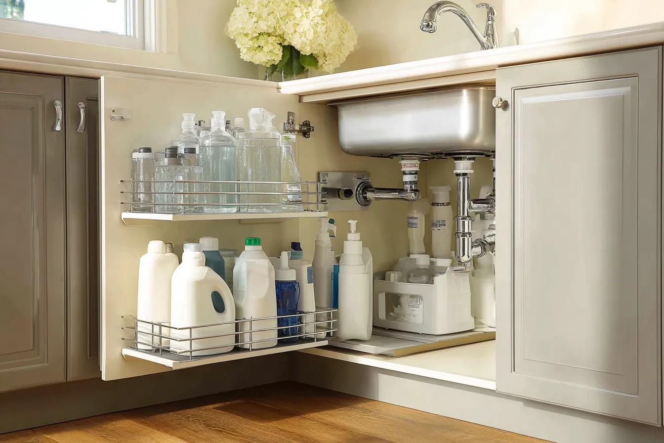 Modular Kitchen Trolley Design Featuring Under-sink Organiser
