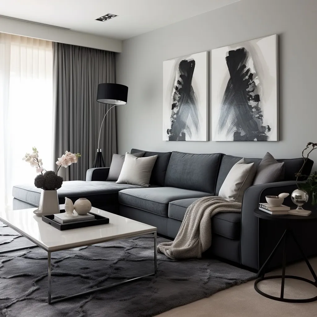 Monochromatic Grey Double-shade Sofa Design