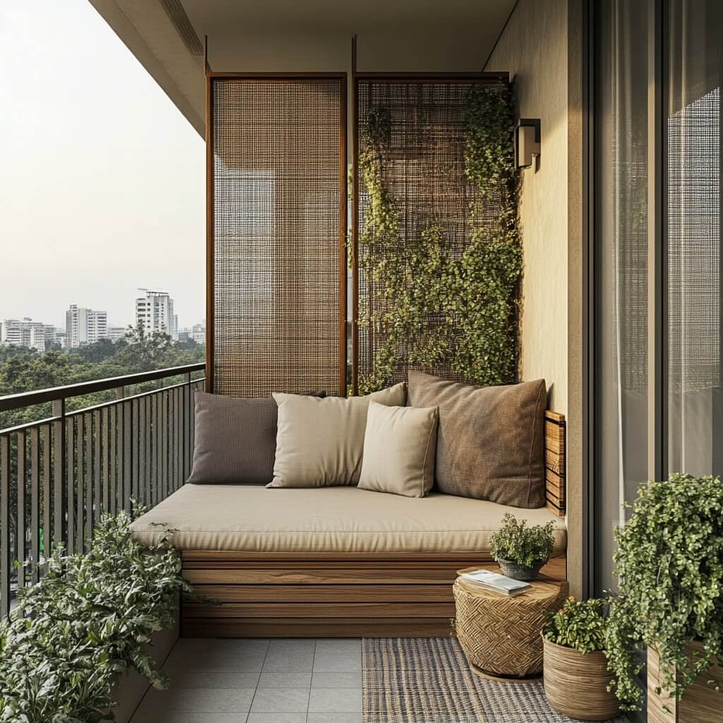 Multi-Functional Balcony Seating with Storage