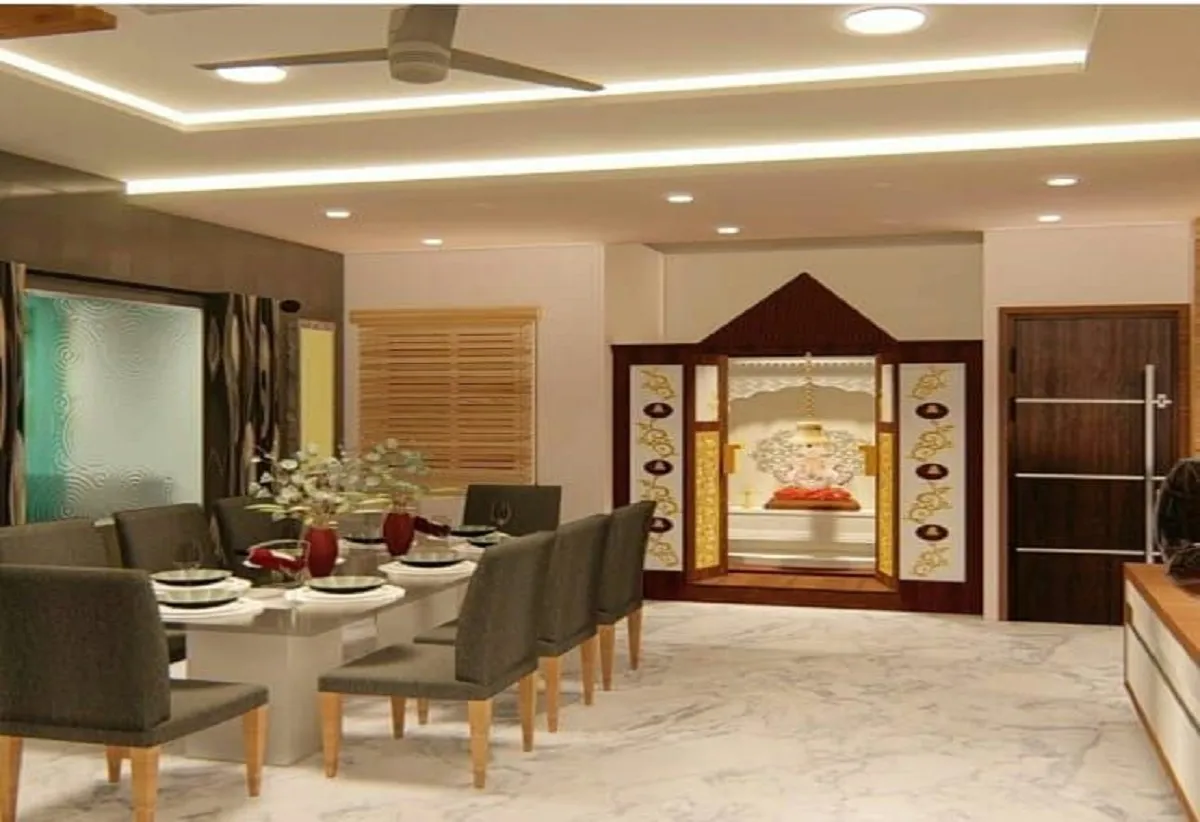 Pooja Cabinet Design in the Dining Room Wall