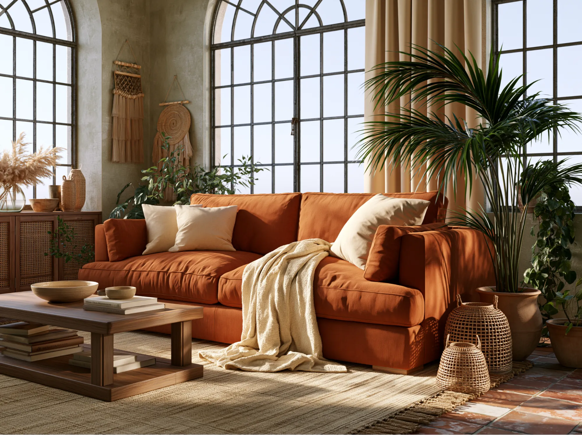 Rust and Cream- Best Sofa Colour Combination