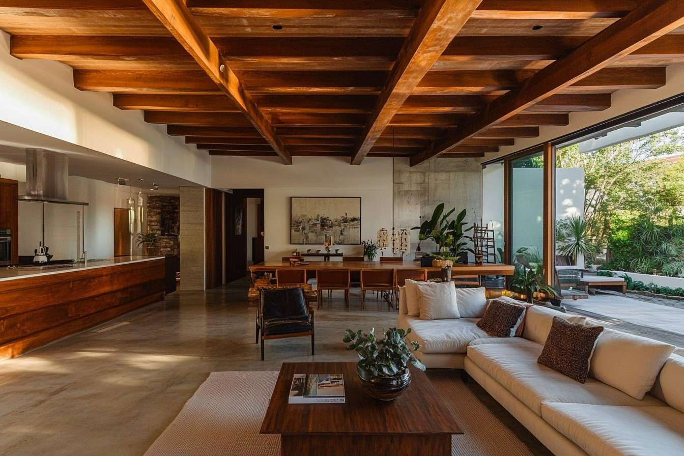 Simple Wooden Beam Ceiling Design