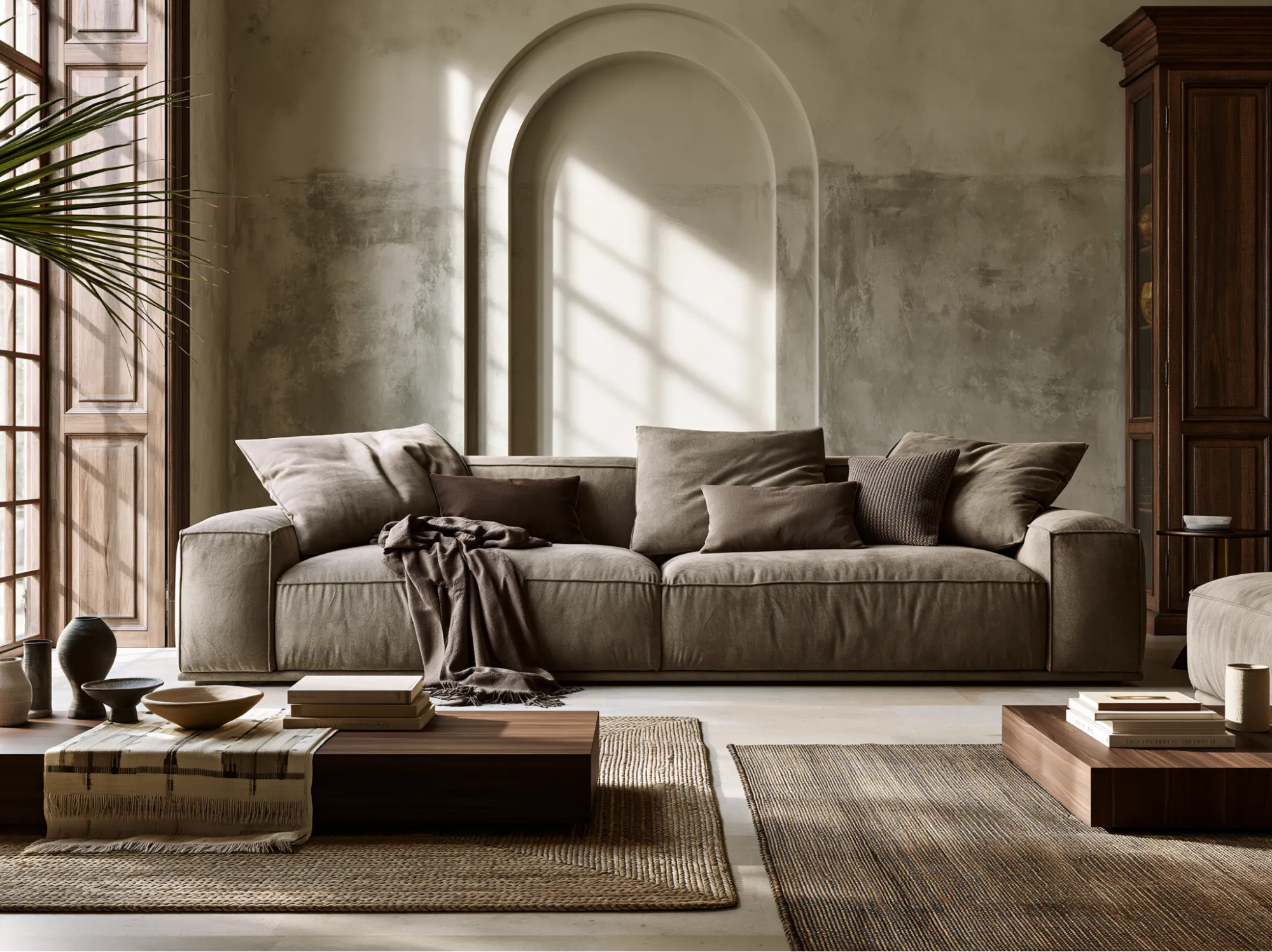 Sofa Colour Combination with Textured Walls