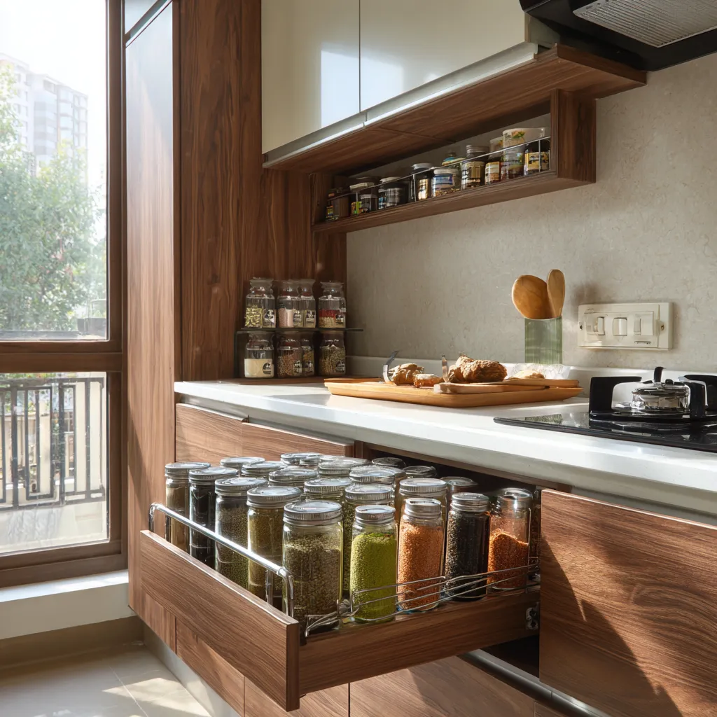 Spice Pull-Out Kitchen Trolley Design