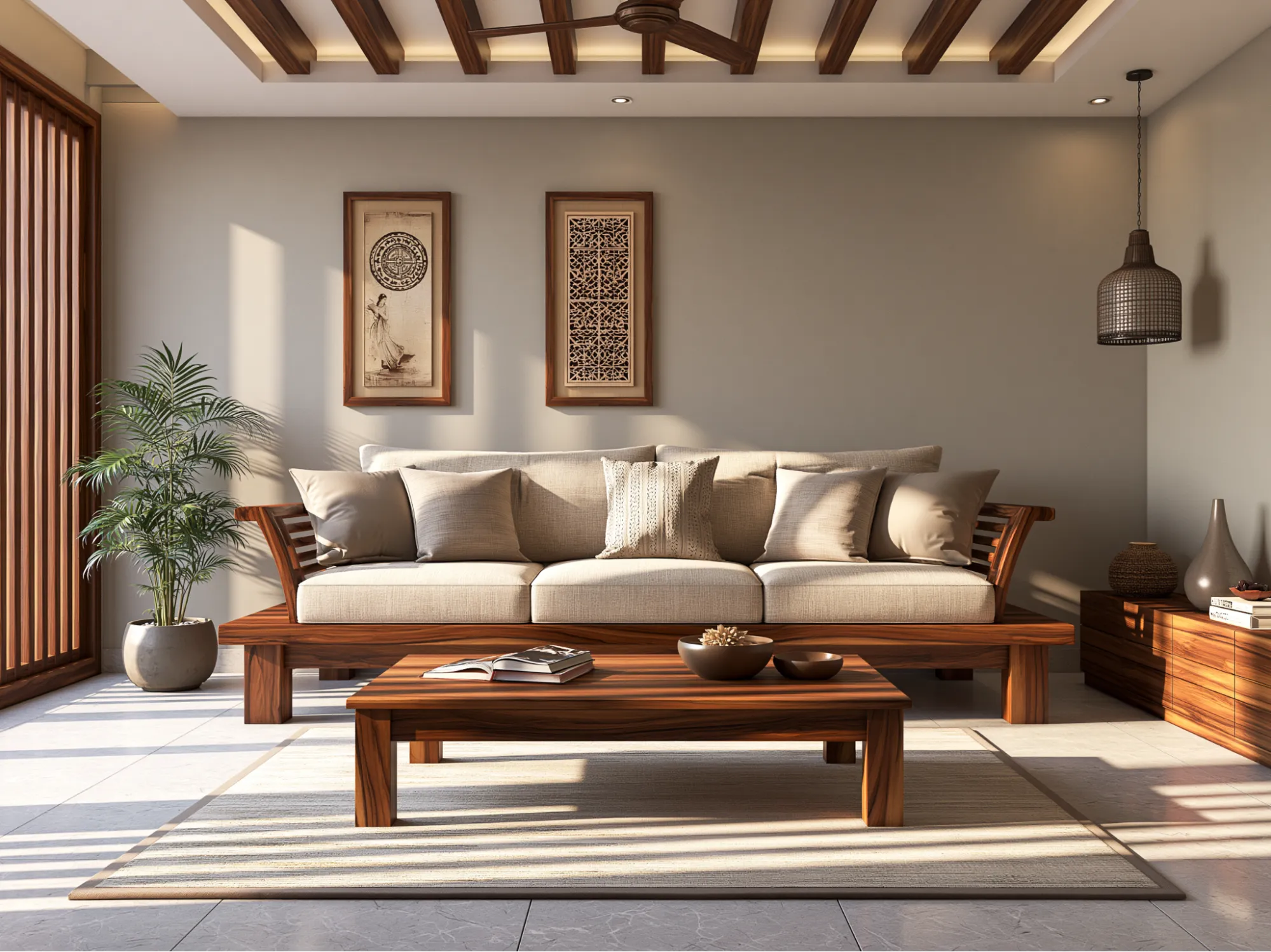 Teak Wood Sofa Colour Combination