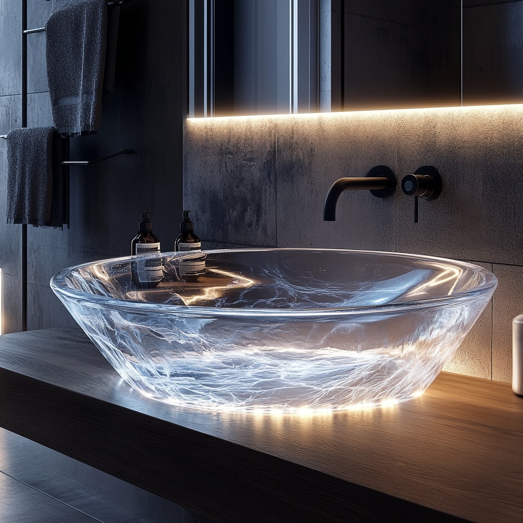 Transparent Resin Wash Basin Design
