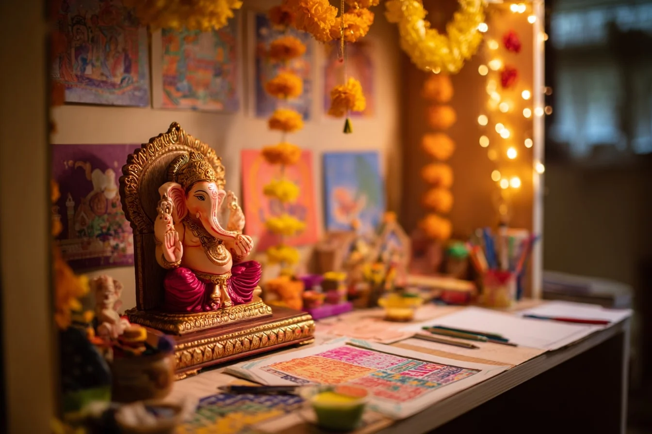 Unique Ganpati Decoration Ideas at Kids' Area