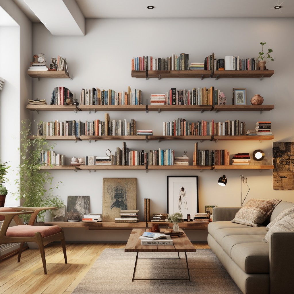 Wall Mounted Bookshelves- Hallway Wall Decor Ideas