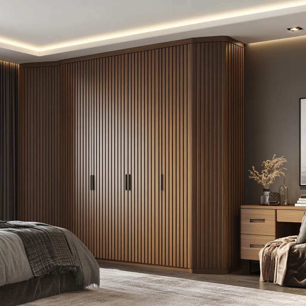 Wooden Corner Wardrobe Design