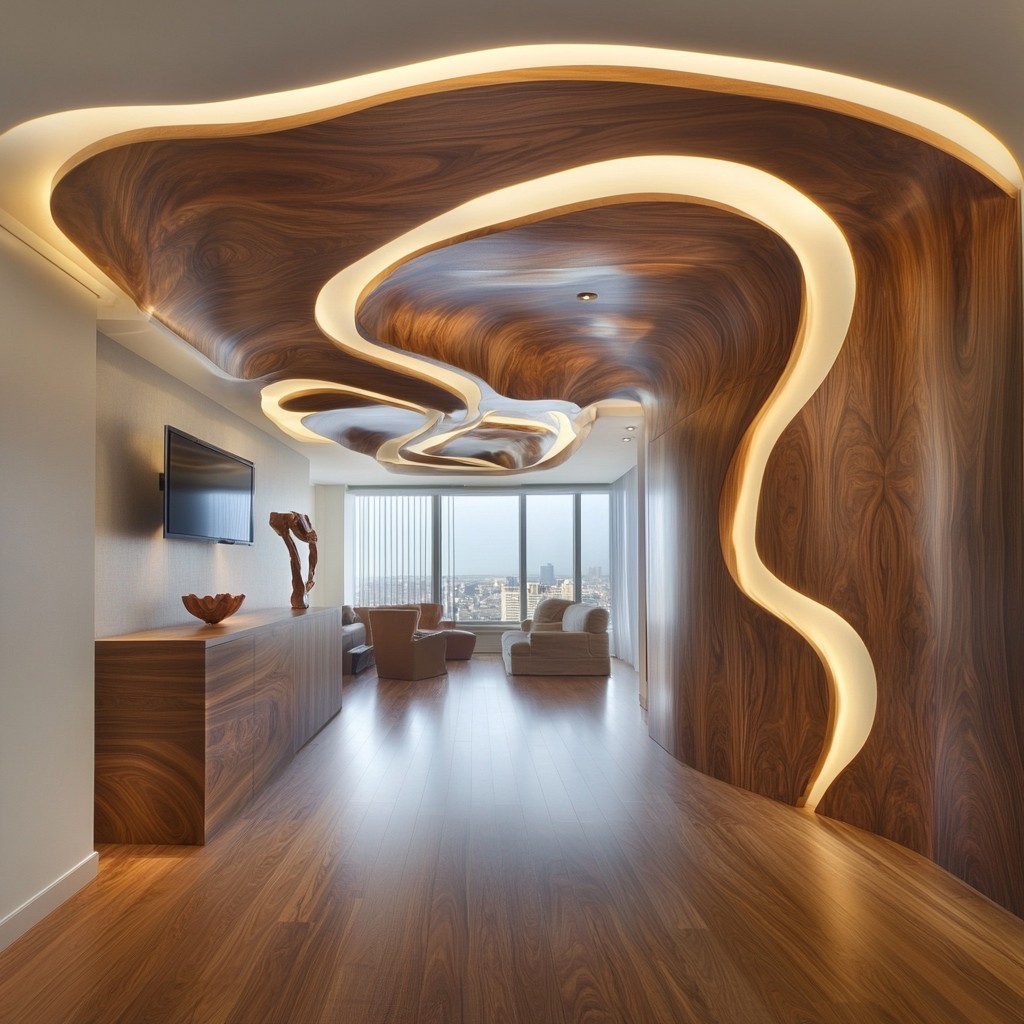 Wooden False Ceiling in intriguing Cutout Style