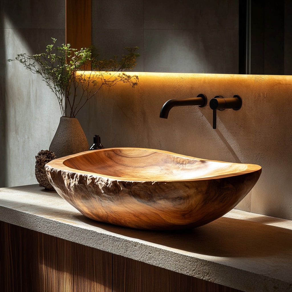 Wooden Wash Basin Design