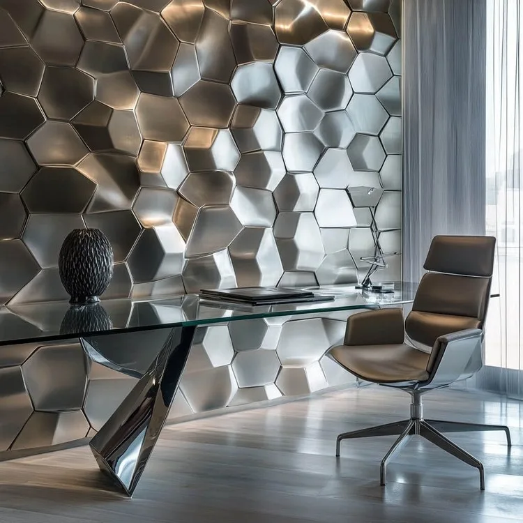 3D Metallic Wall Panelling Design