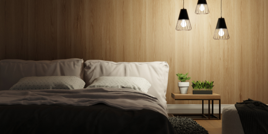 An Elegant Wood-Styled Bedroom Wallpaper Design