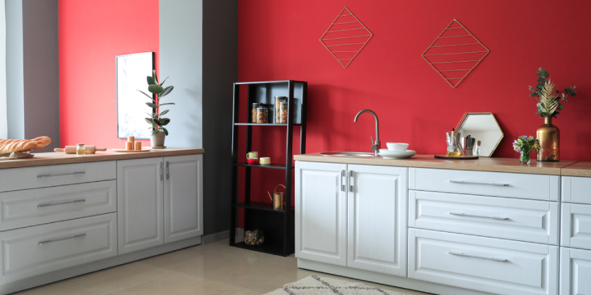 Red-White Kitchen Room Design