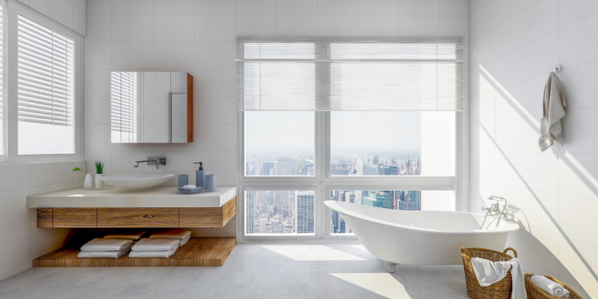 Modify the bathroom with tile false ceiling design