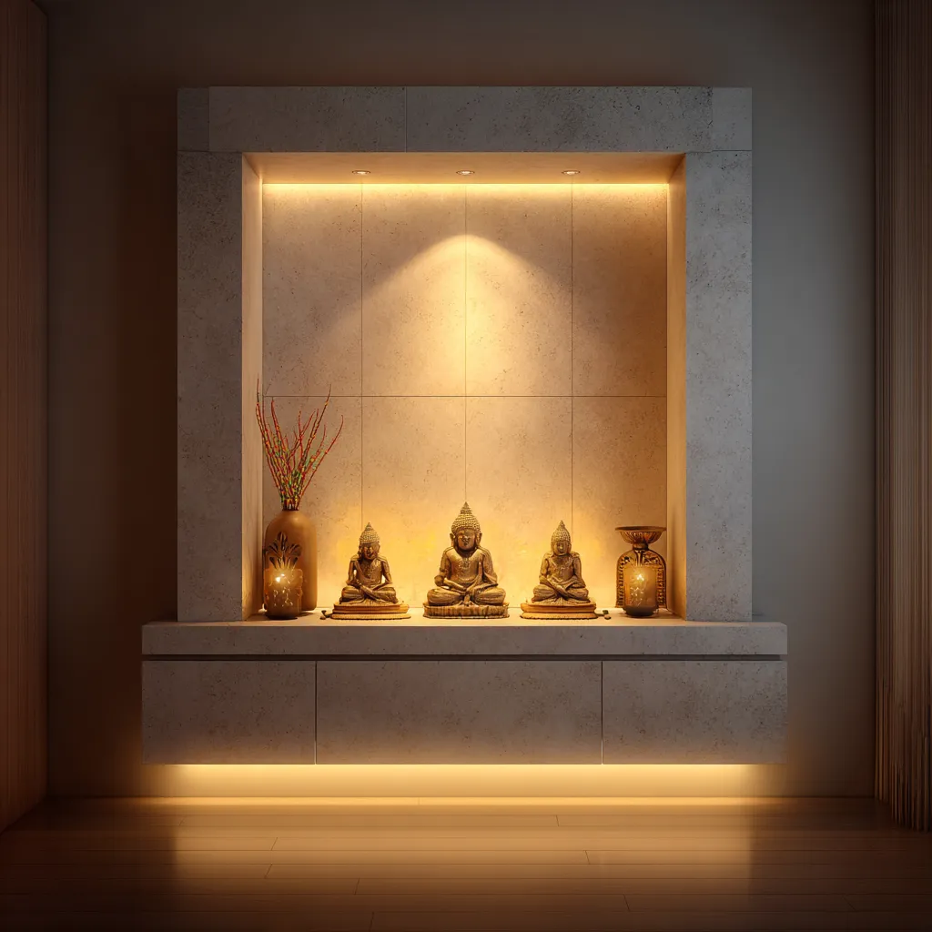 Backlit LED Wall Mandir Design