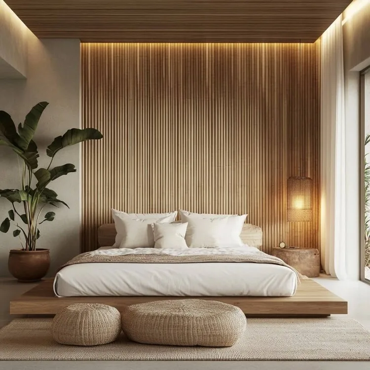 Bamboo Wall Panelling Design for Bedroom