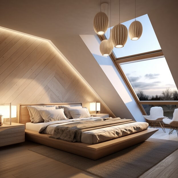 Bedroom Roof Design With Statement Lighting