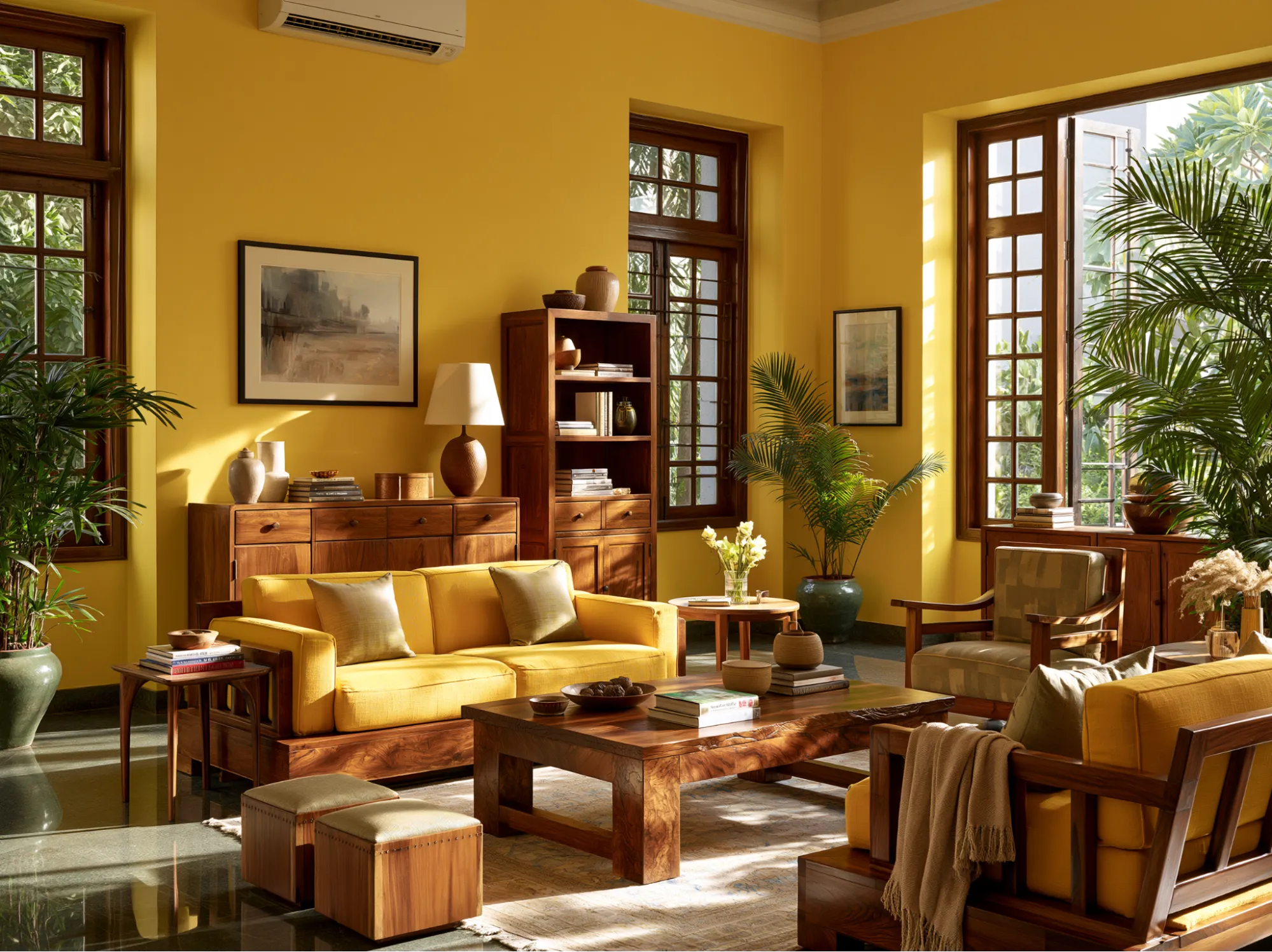 Beige- Furniture Colour to Match With Yellow Walls