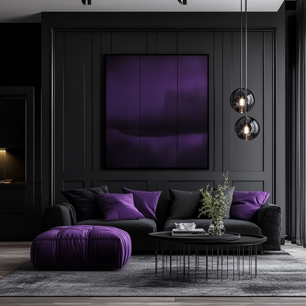 Black and Dark Gray-Purple Colour Combination