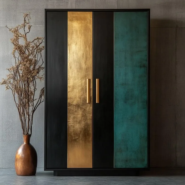 Black and Gold Iron Almirah Colour Combination