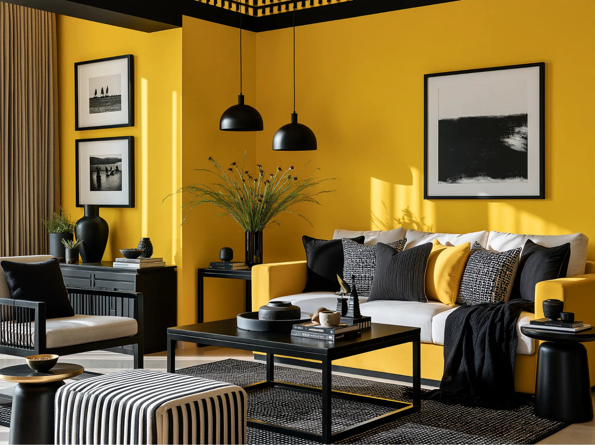 Black- Furniture Colour to Match With Yellow Walls