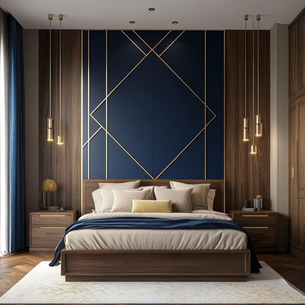 Blue and Gold Living Room Wall Colour Combination