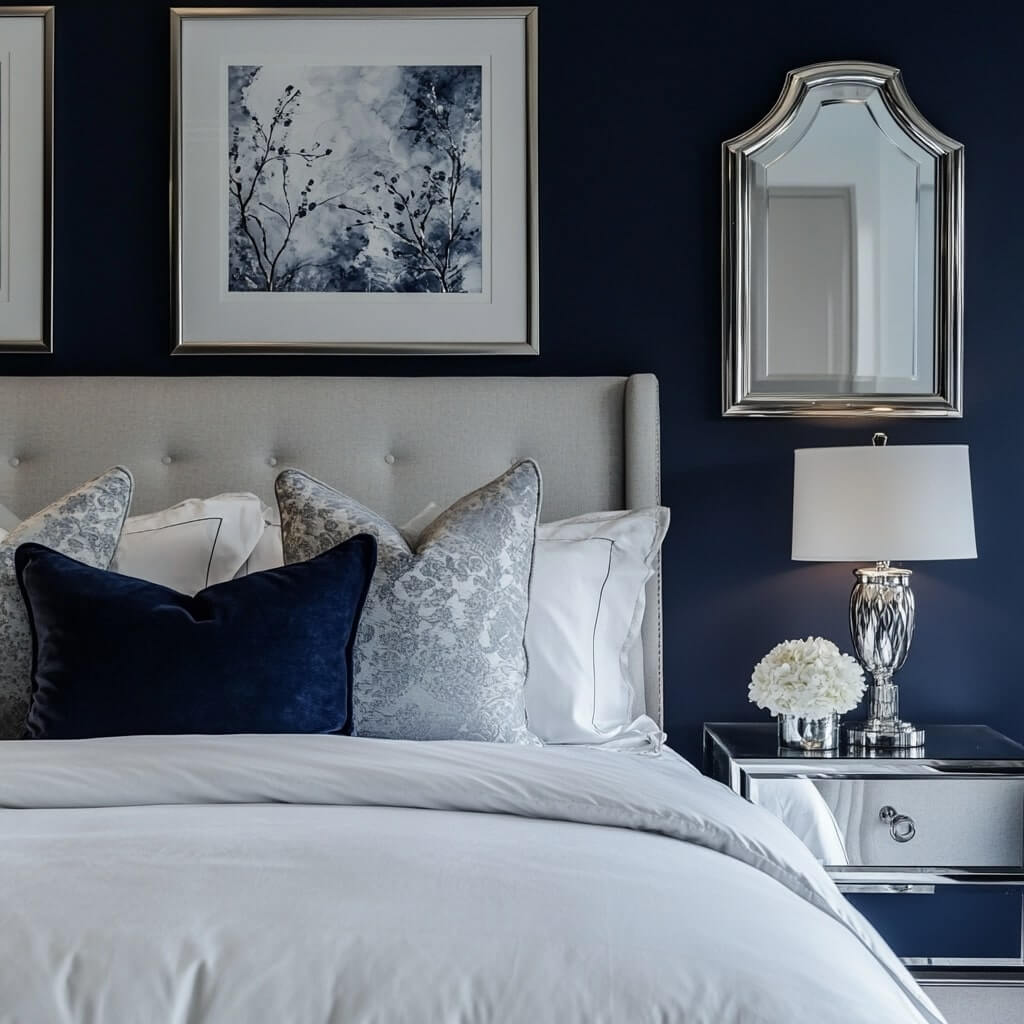 Blue and Silver Living Room Wall Colour Combination