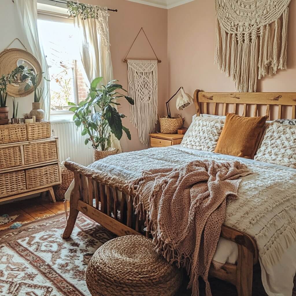 Boho Style Pink Room Combination