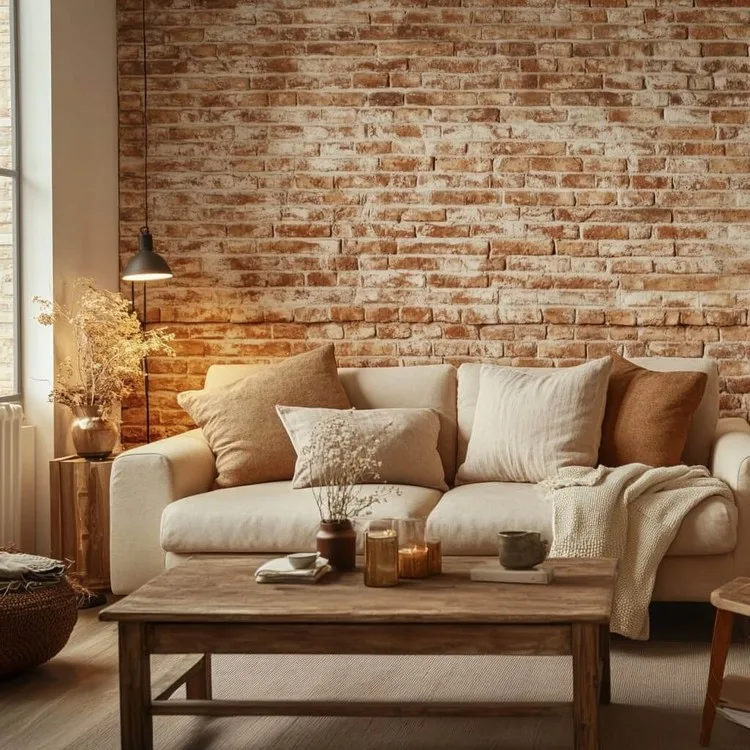 Brick-Style Wall Panelling Design for Small Living Room